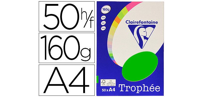 Papier couleur clairefontaine trophée personal paper pack a4 160g/m2 vert menthe 50 feuilles couleurs intenses
