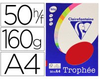 Papier couleur clairefontaine trophée personal paper pack a4 160g/m2 rouge groseille 50 feuilles couleurs intenses