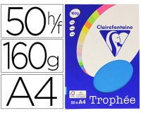 Papier couleur clairefontaine trophée personal paper pack a4 160g/m2 bleu turquoise 50 feuilles couleurs intenses