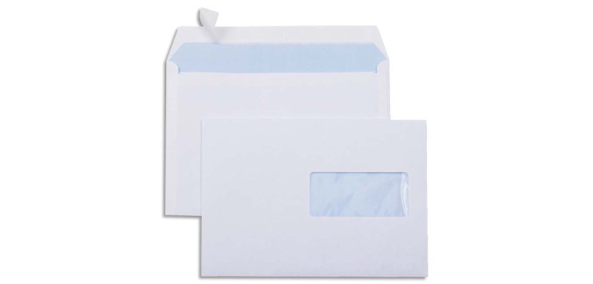 Enveloppe économique c5 162x229mm 80g adhésive fenêtre 45x100mm coloris blanc boîte 500 unités