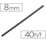 Anneau plastique à relier fellowes dos rond capacité 40f 8mm diamètre 300mm longueur coloris noir boîte 100 unités