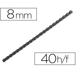Anneau plastique à relier fellowes dos rond capacité 40f 8mm diamètre 300mm longueur coloris noir boîte 100 unités