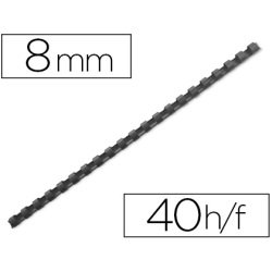 Anneau plastique à relier fellowes dos rond capacité 40f 8mm diamètre 300mm longueur coloris noir boîte 100 unités