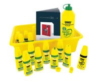 Colle uhu twist&glue extra forte transparente multi-matériaux coffret scolaire 12 flacons pleins+1 recharge