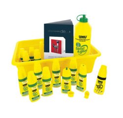 Colle uhu twist&glue extra forte transparente multi-matériaux coffret scolaire 12 flacons pleins+1 recharge
