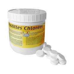 Pastille chlore actif effervescent désinfectant universel entretien des sols 145 unités boîte 500g