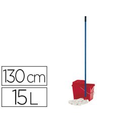 Ensemble balai espagnol complet seau 15l polypropylène essoreuse frange manche métallique