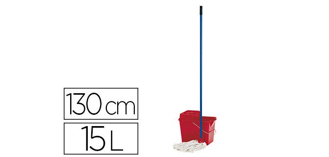 Ensemble balai espagnol complet seau 15l polypropylène essoreuse frange manche métallique