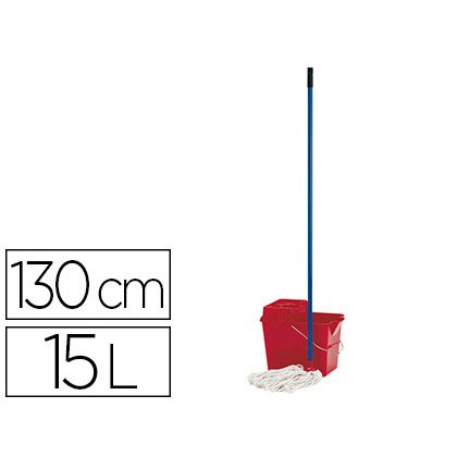 Ensemble balai espagnol complet seau 15l polypropylène essoreuse frange manche métallique