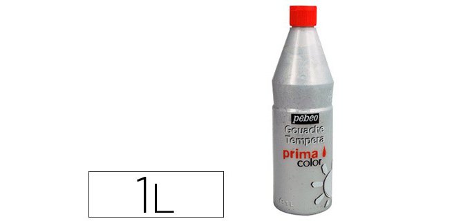 Gouache pébéo primacolor liquide inodore onctueuse application facile coloris argent flacon 1000ml
