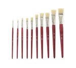 Brosse plate pinselfabrik soie de porc nº16 virole fer blanc nickelé lot 10 unités