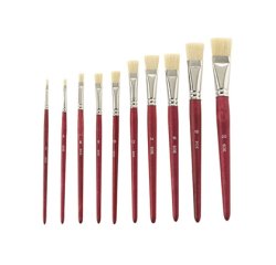 Brosse plate pinselfabrik soie de porc nº16 virole fer blanc nickelé lot 10 unités