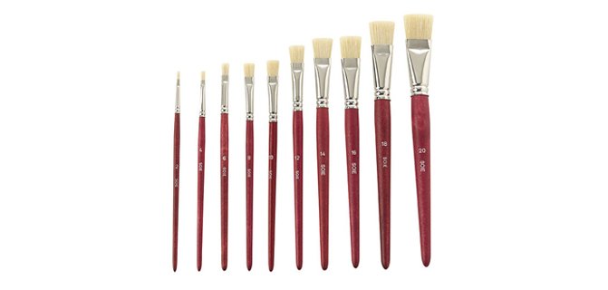 Brosse plate pinselfabrik soie de porc nº16 virole fer blanc nickelé lot 10 unités