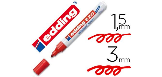 Marqueur edding e620 tableau blanc pointe ogive corps métal encre cap-off effaçable pigmentée faible odeur couleur rouge