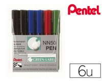 Marqueur pentel nn50 permanent pointe ogive tracé 1.1mm encre indélébile corps plastique recyclé tout support 6 unités