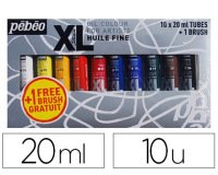 Huile fine pébéo xl 10 tubes assortis 20ml + 1 brosse soie beau blanc offerte