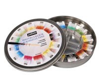 Aquarelle pébéo 1 pinceau aquarelle boîte en métal ronde 12 demi-godets