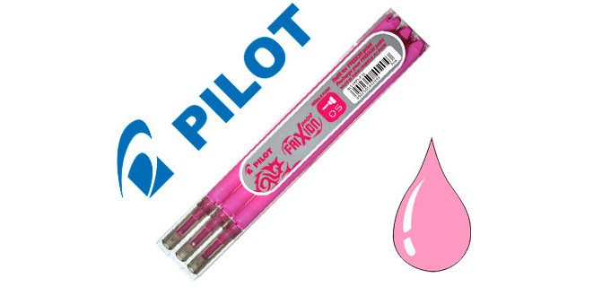 Recharge roller pilot frixion point pointe aiguille 0.3mm encre effaçable coloris rose set de 3 unités