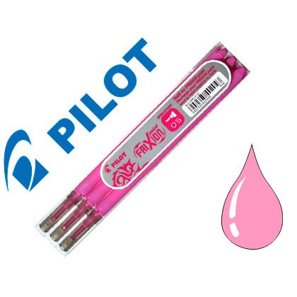 Recharge roller pilot frixion point pointe aiguille 0.3mm encre effaçable coloris rose set de 3 unités