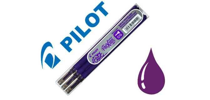 Recharge roller pilot frixion point pointe aiguille 0.3mm encre effaçable coloris violet set de 3 unités