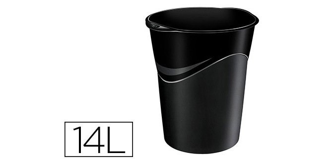 Corbeille à papier cep polypropylène résistant forme conique poignées ergonomiques 14l 305x290x334mm noir green spirit