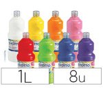 Gouache liquide giotto prête à l'emploi pigments riches couvrante crémeuse coloris assortis boîte 8 flacons 1000ml