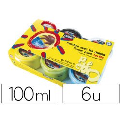 Gouache doigt pébéo textile coton synthétique séchage 24 heures lavable machine 40 degrés 100ml 6 pots