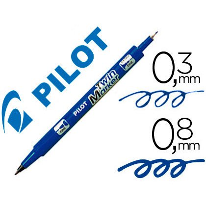 Stylo-feutre pilot twin marker pointe fibre polyester fine 0.4mm et large 0.5mm tous supports coloris bleu