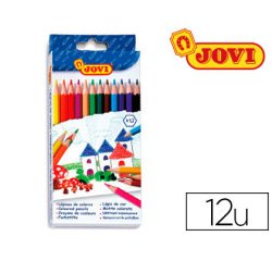 Crayon couleur jovi bois hexagonal 175mm mine 7.5mm couleurs vives étui carton 12 unités