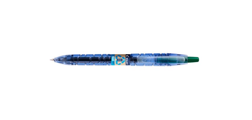 Roller pilot b2p gel écriture moyenne 0.7mm corps plastique recyclé translucide rechargeable coloris vert