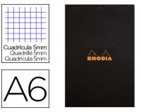 Bloc agrafé Rhodia N°13 10,5x14,8 cm 80 feuillets petits carreaux 5x5 80g - Noir