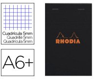 Bloc agrafé Rhodia N°14 11x17 cm 80 feuillets petits carreaux 5x5 80g - Noir