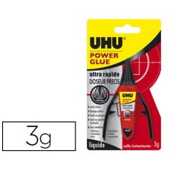 Colle rapide uhu power glue doseur application précise propre colle multi-matériaux flacon 3g