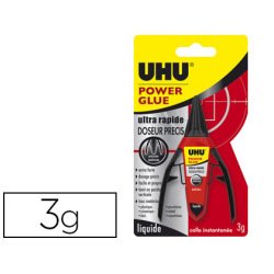 Colle rapide uhu power glue doseur application précise propre colle multi-matériaux flacon 3g