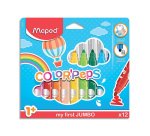 Feutre coloriage maped color'peps maxi triangulaire encore ultra-lavable pointe bloquée large pochette 12 unités