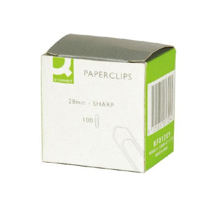 Trombone q-connect galvanisé 28mm boîte carton 1000 unités