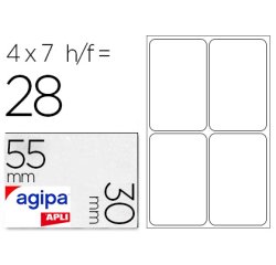 Étiquette adhésive apli agipa bureau 30x55mm pochette 28 unités