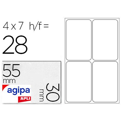 Étiquette adhésive apli agipa bureau 30x55mm pochette 28 unités