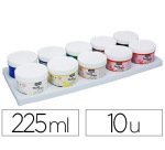 Gouache doigt pébéo tacticolor socle plastique coloris assortis 10 pots 225ml