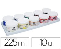 Gouache doigt pébéo tacticolor socle plastique coloris assortis 10 pots 225ml