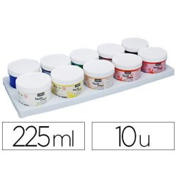 Gouache doigt pébéo tacticolor socle plastique coloris assortis 10 pots 225ml