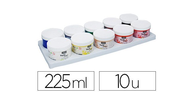 Gouache doigt pébéo tacticolor socle plastique coloris assortis 10 pots 225ml