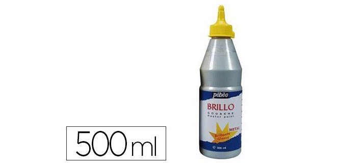 Gouache liquide pébéo brillo prête à l'emploi opaque onctueuse brillance exceptionnelle coloris argent flacon 500ml