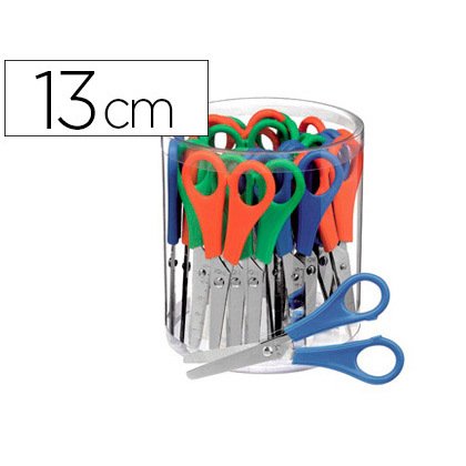 Ciseaux économiques bouts ronds lames graduées inox pot 24 paires 13cm