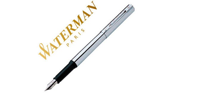 Stylo-plume waterman graduate corps acier chromé section noire