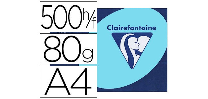 Papier couleur clairefontaine trophée multifonction a4 80g/m2 couleurs vives bleu vif paquet 500 feuilles