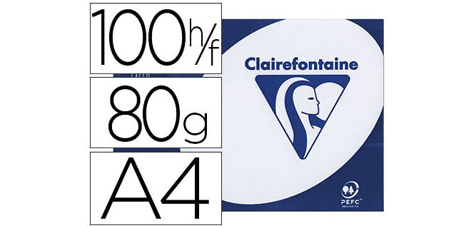 Papier clairefontaine clairalfa extra blanc a4 80g/m2 blancheur 170 opacité 93 rigidité 135 100 feuilles