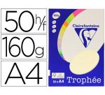 Papier couleur clairefontaine trophée personal paper pack a4 160g/m2 ivoire paquet 50 feuilles unicolores