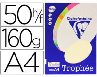 Papier couleur clairefontaine trophée personal paper pack a4 160g/m2 ivoire paquet 50 feuilles unicolores