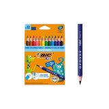 Crayon couleur bic kids evolution résine synthèse 140mm triangle gros module résiste mordillage étui carton 12 unités